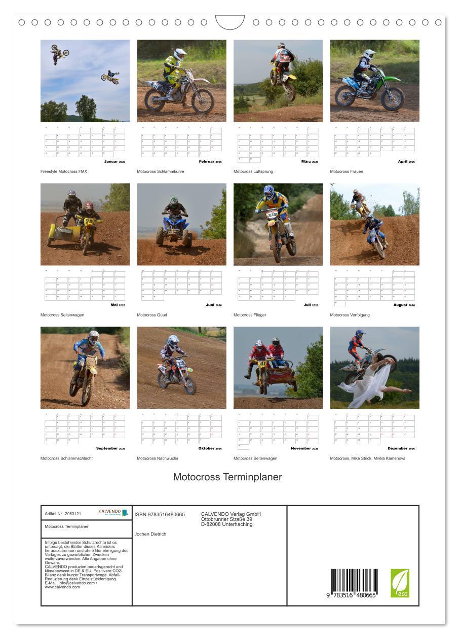 Beispielinhalt (Bild) Motocross Terminplaner (Wandkalender 2026 DIN A3 hoch), CALVENDO Monatskalender