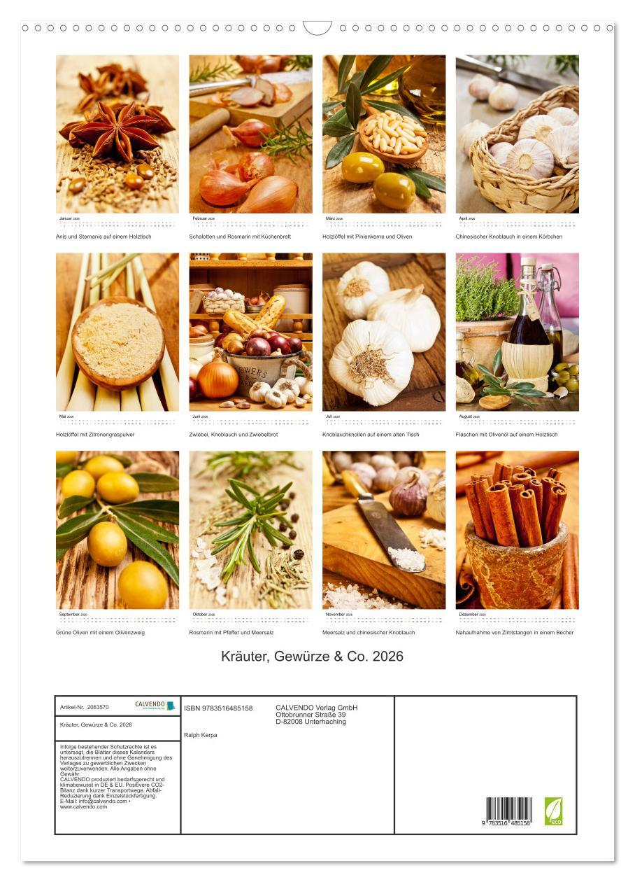 Beispielinhalt (Bild) Kräuter, Gewürze & Co. 2026 (Wandkalender 2026 DIN A2 hoch), CALVENDO Monatskalender