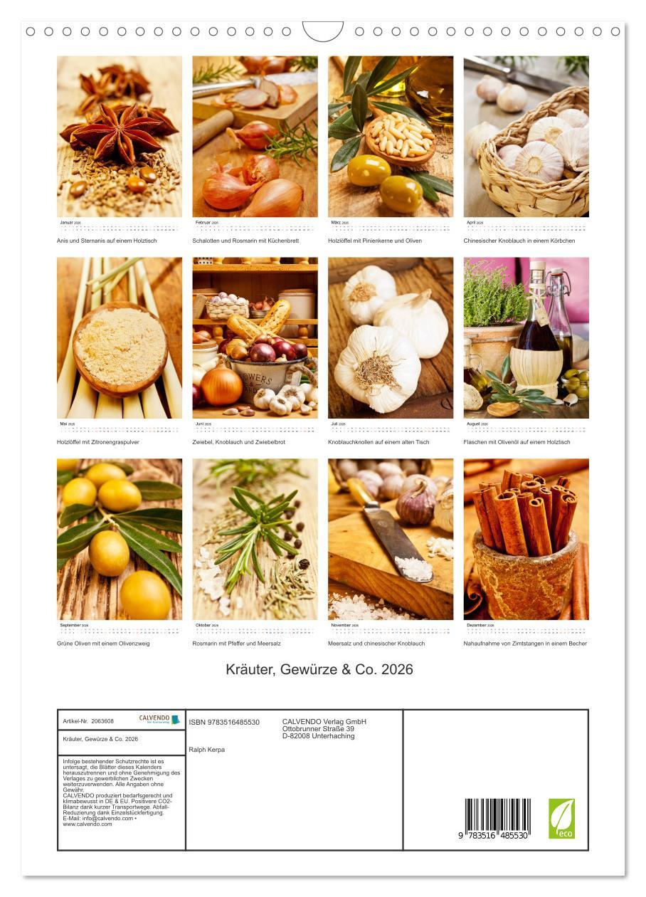 Beispielinhalt (Bild) Kräuter, Gewürze & Co. 2026 (Wandkalender 2026 DIN A3 hoch), CALVENDO Monatskalender