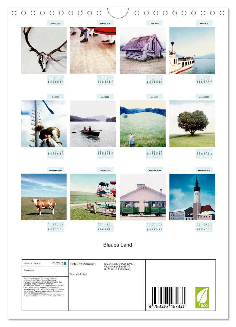 Beispielinhalt (Bild) Blaues Land (Wandkalender 2026 DIN A4 hoch), CALVENDO Monatskalender