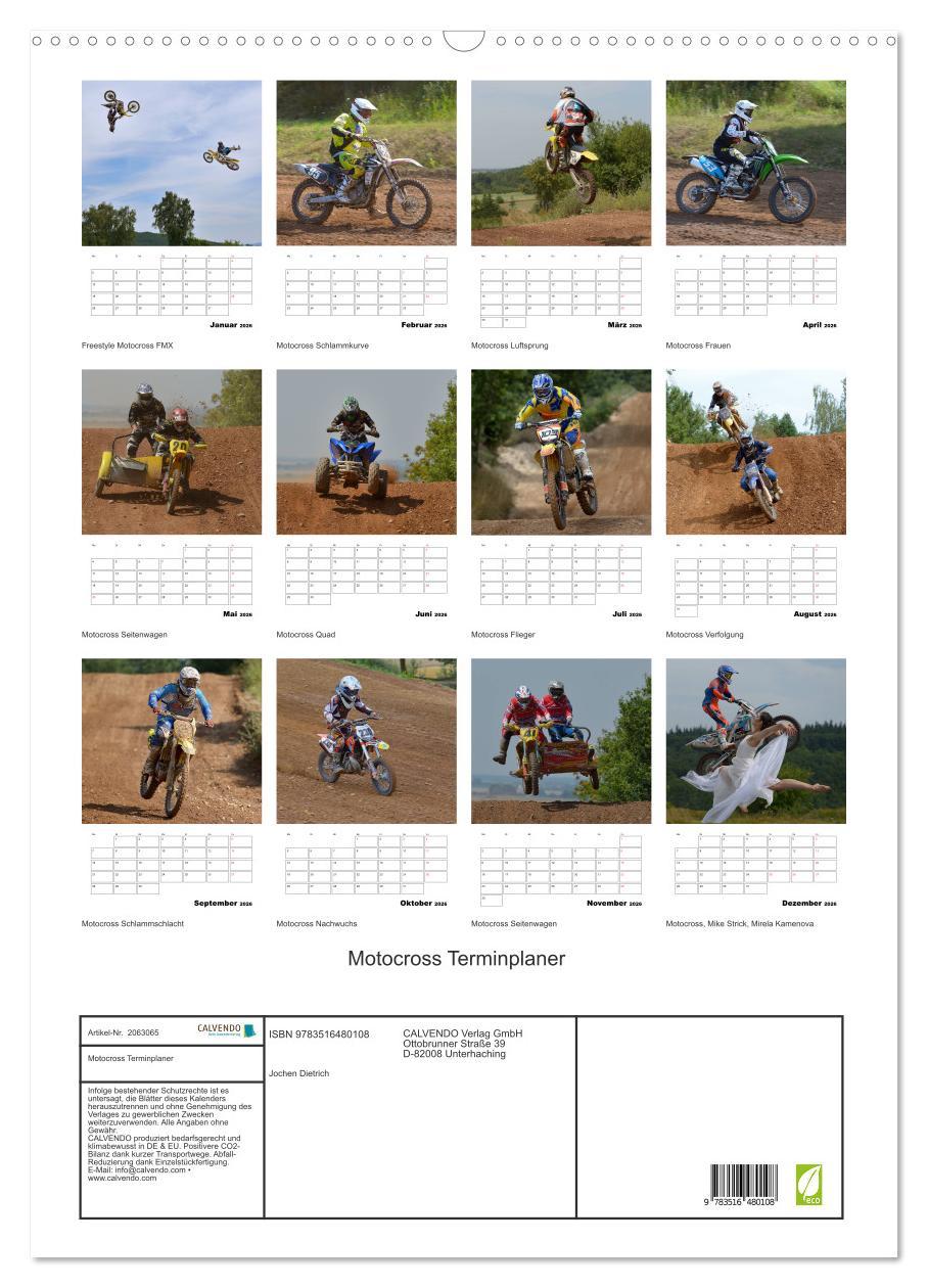 Beispielinhalt (Bild) Motocross Terminplaner (Wandkalender 2026 DIN A2 hoch), CALVENDO Monatskalender
