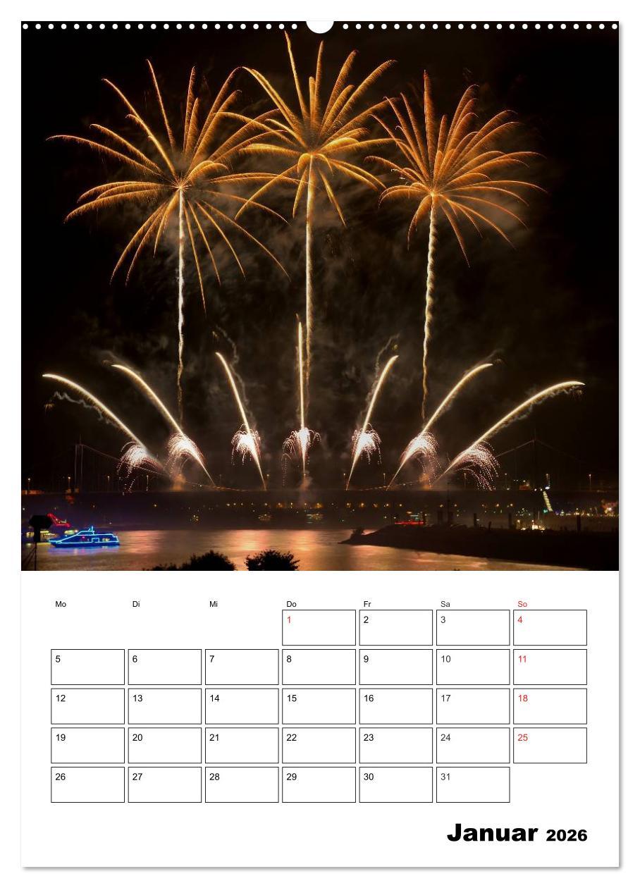 Beispielinhalt (Bild) Feuerwerke Terminplaner (Wandkalender 2026 DIN A2 hoch), CALVENDO Monatskalender
