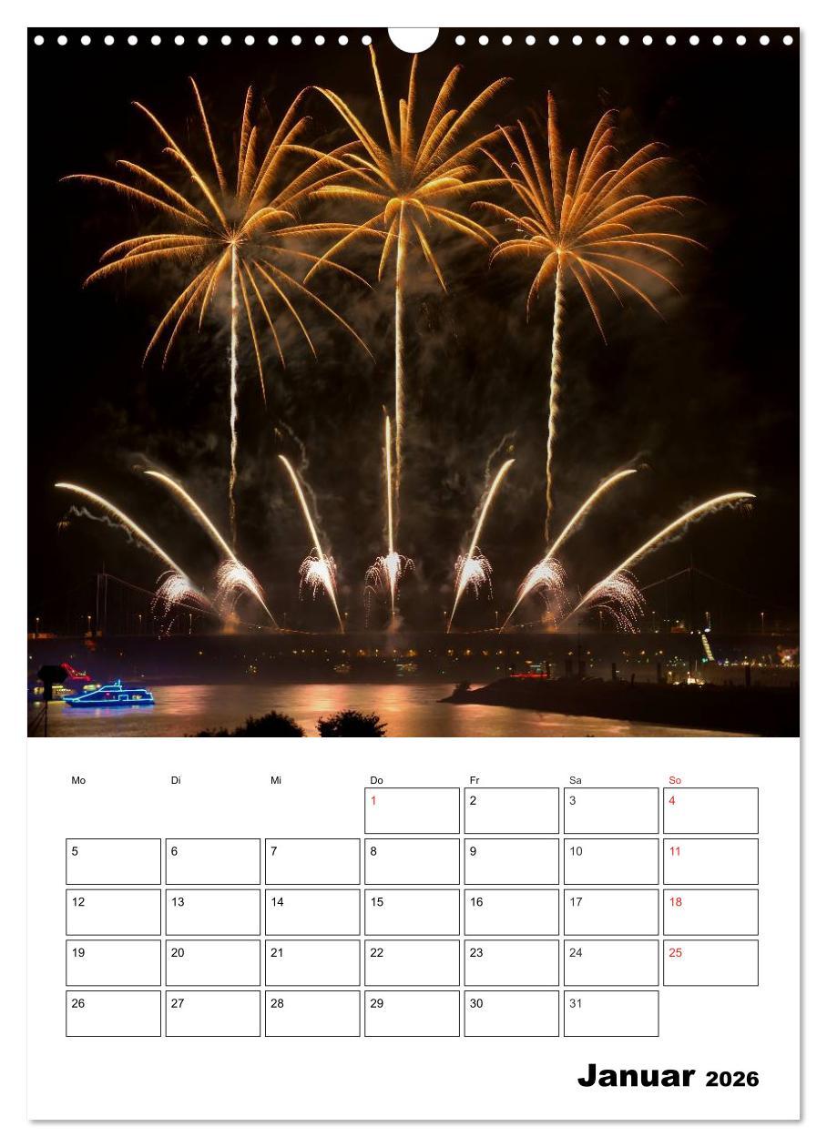Beispielinhalt (Bild) Feuerwerke Terminplaner (Wandkalender 2026 DIN A3 hoch), CALVENDO Monatskalender