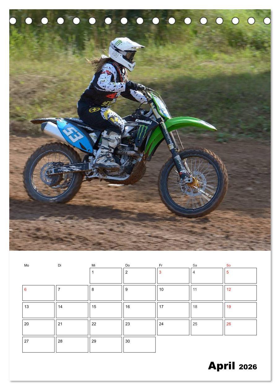 Beispielinhalt (Bild) Motocross Terminplaner (Tischkalender 2026 DIN A5 hoch), CALVENDO Monatskalender