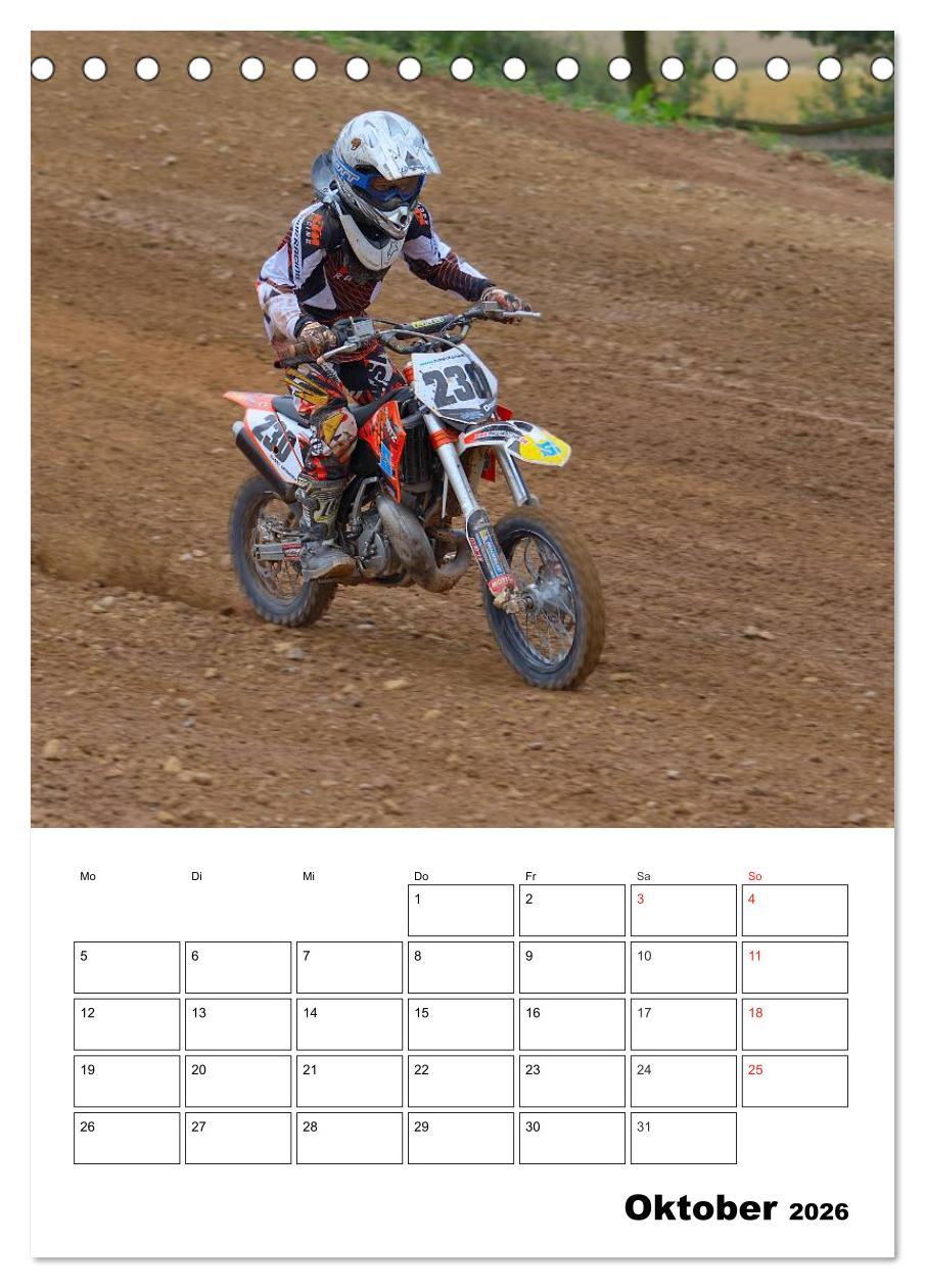 Beispielinhalt (Bild) Motocross Terminplaner (Tischkalender 2026 DIN A5 hoch), CALVENDO Monatskalender