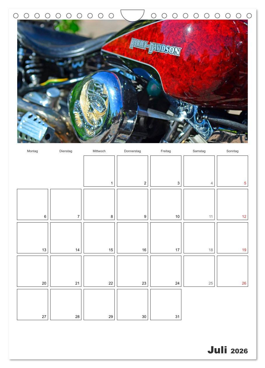 Beispielinhalt (Bild) Best of Harley-Davidson Custom-Style 2026 (Wandkalender 2026 DIN A4 hoch), CALVENDO Monatskalender