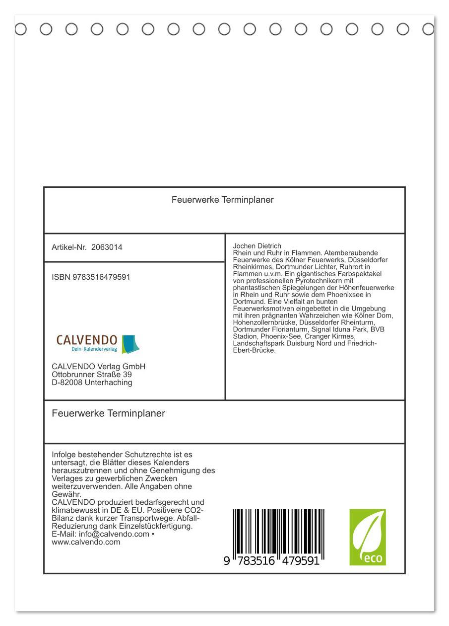 Beispielinhalt (Bild) Feuerwerke Terminplaner (Tischkalender 2026 DIN A5 hoch), CALVENDO Monatskalender