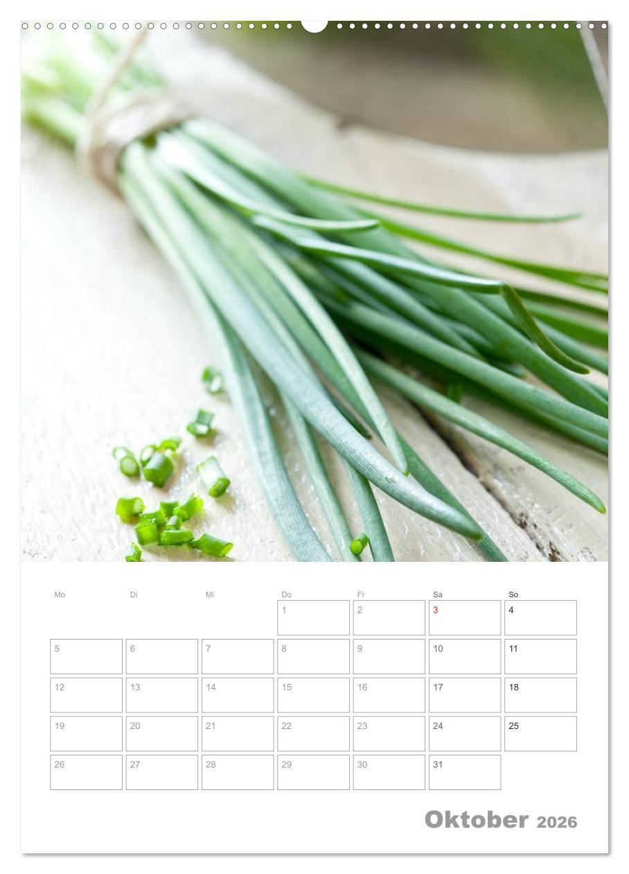 Beispielinhalt (Bild) Vegetarisch durch das Jahr / Planer (hochwertiger Premium Wandkalender 2026 DIN A2 hoch), Kunstdruck in Hochglanz