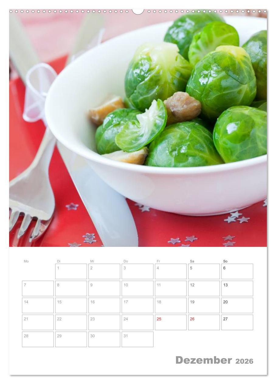 Beispielinhalt (Bild) Vegetarisch durch das Jahr / Planer (hochwertiger Premium Wandkalender 2026 DIN A2 hoch), Kunstdruck in Hochglanz