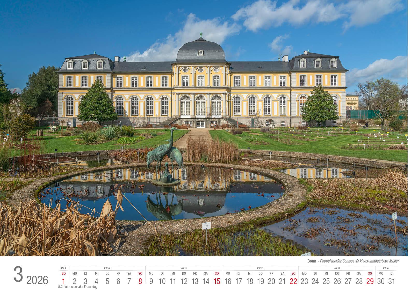 Beispielinhalt (Bild) Bonn 2026 Bildkalender A3 quer, spiralgebunden