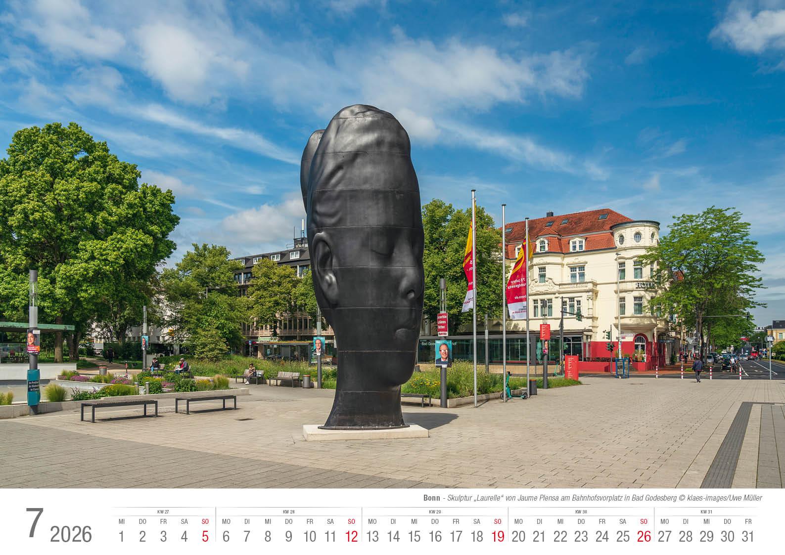 Beispielinhalt (Bild) Bonn 2026 Bildkalender A3 quer, spiralgebunden