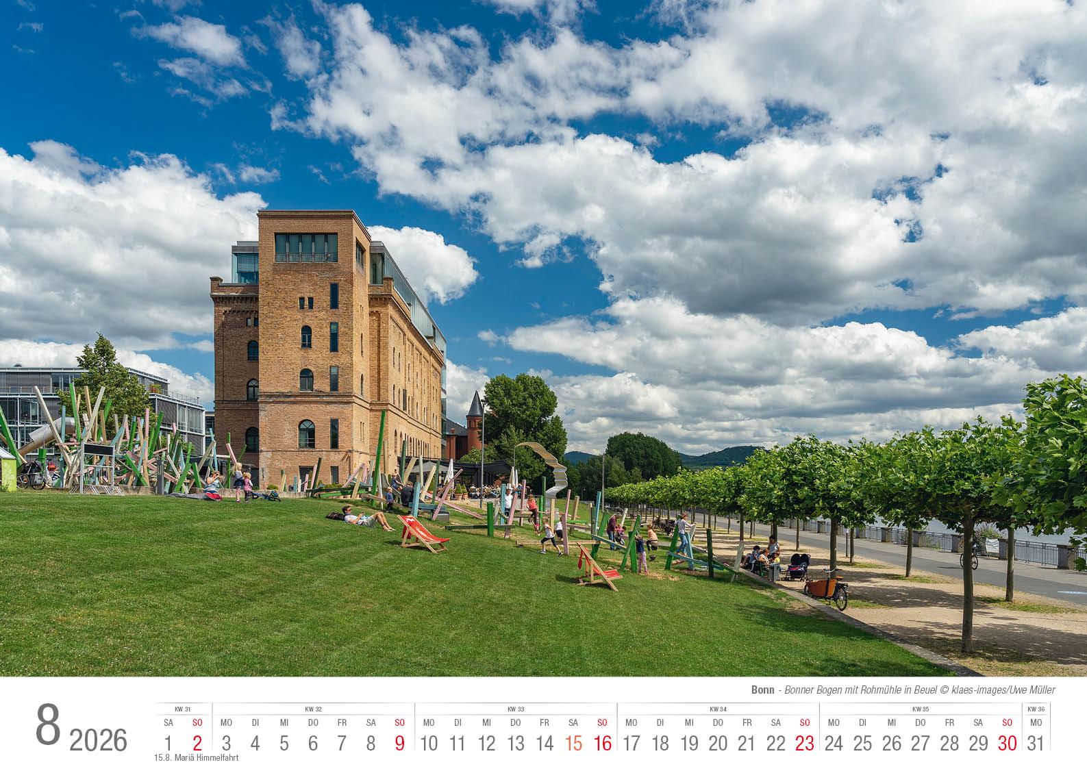 Beispielinhalt (Bild) Bonn 2026 Bildkalender A3 quer, spiralgebunden