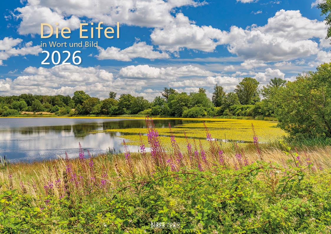 Vorderes Coverbild Die Eifel in Wort und Bild 2026 Bildkalender A4 quer, 28 Bilder auf 60 Seiten spiralgebunden