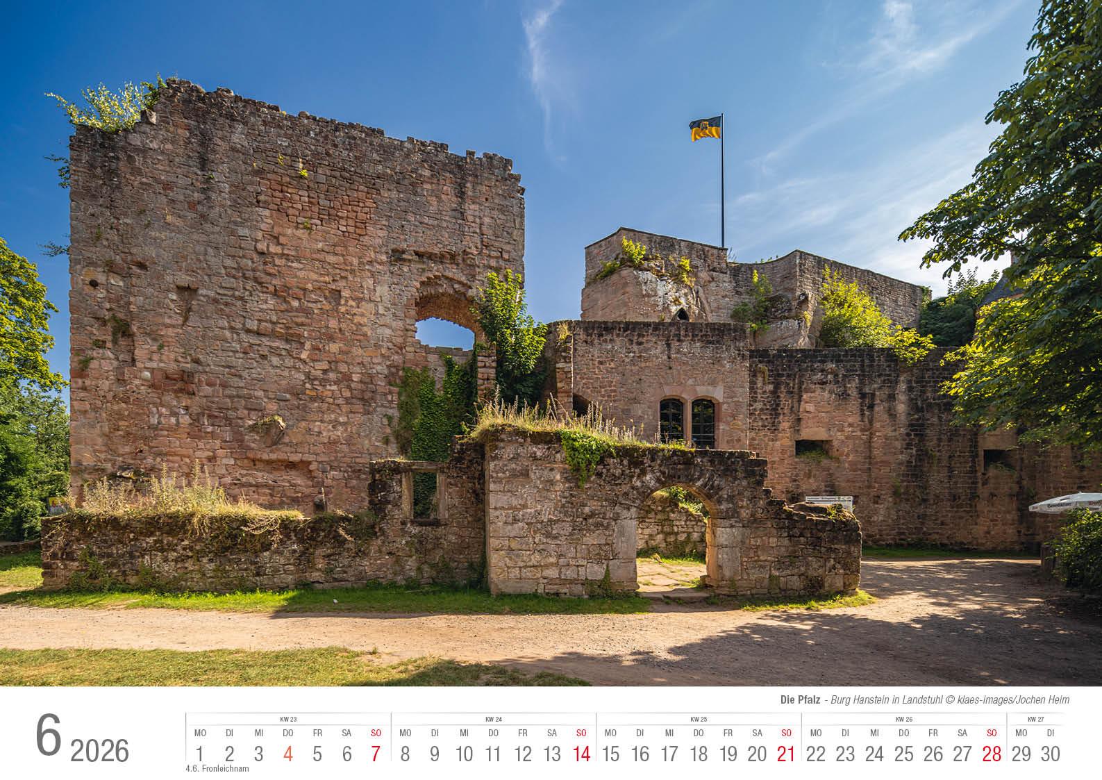 Beispielinhalt (Bild) Die Pfalz 2026 Bildkalender A3 Spiralbindung