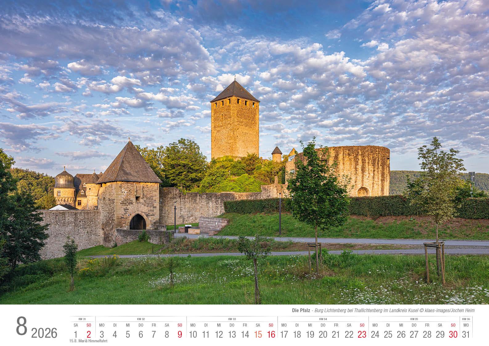 Beispielinhalt (Bild) Die Pfalz 2026 Bildkalender A3 Spiralbindung