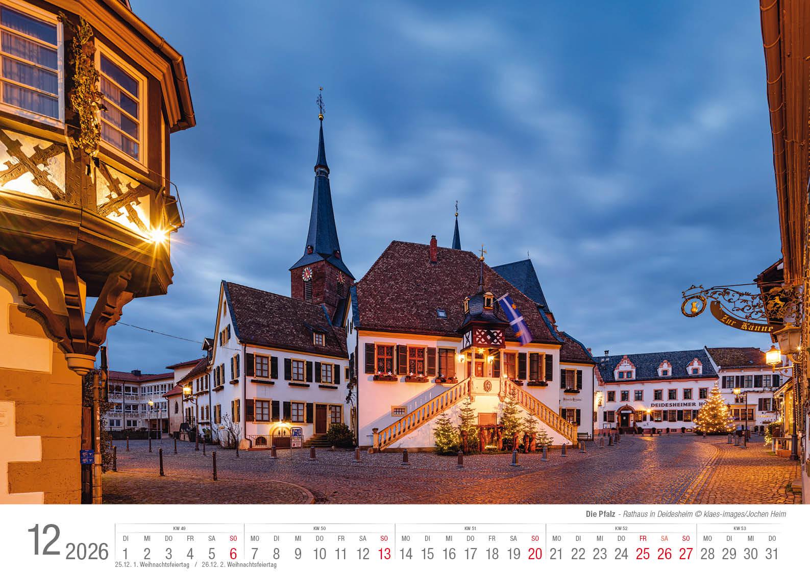 Beispielinhalt (Bild) Die Pfalz 2026 Bildkalender A3 Spiralbindung