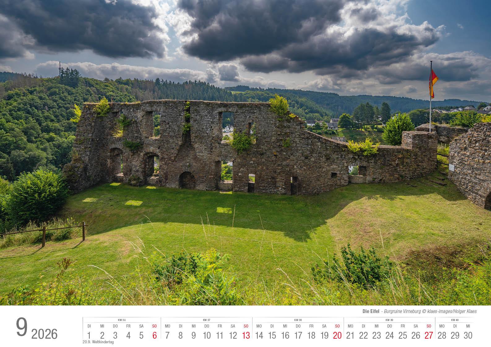 Beispielinhalt (Bild) Eifel 2026 Bildkalender A3 Spiralbindung