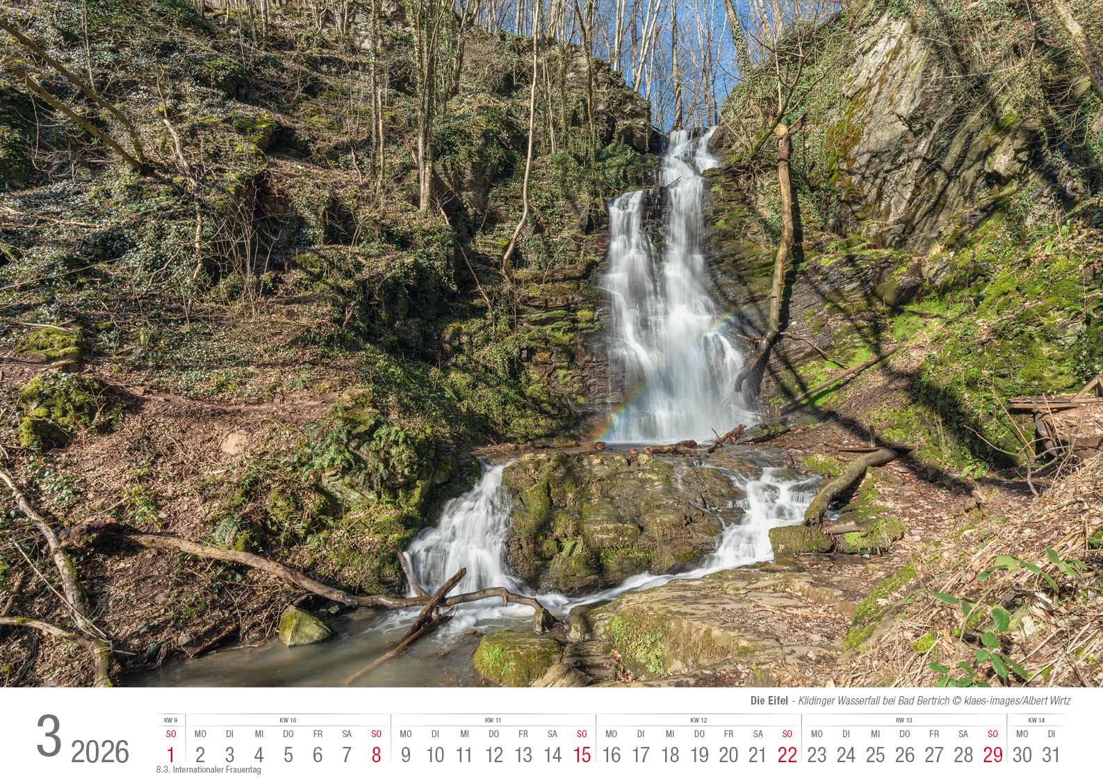 Beispielinhalt (Bild) Eifel 2026 Bildkalender A3 Spiralbindung
