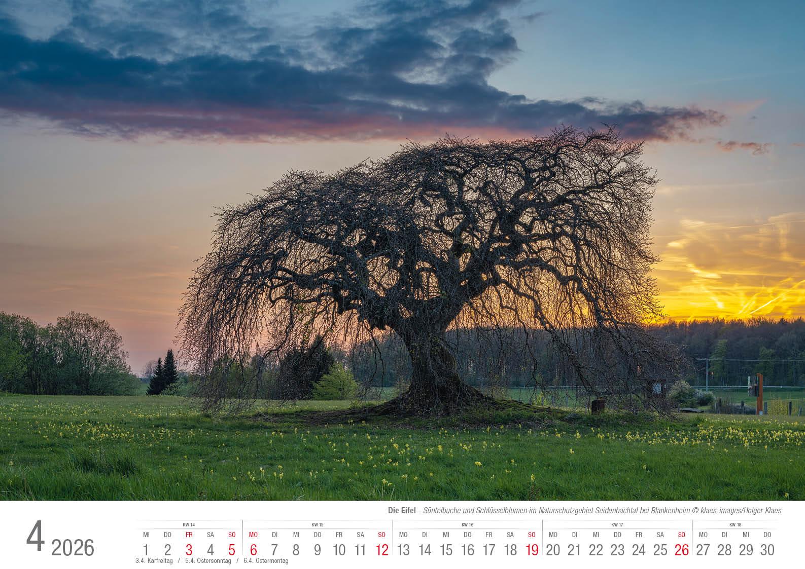 Beispielinhalt (Bild) Eifel 2026 Bildkalender A3 Spiralbindung