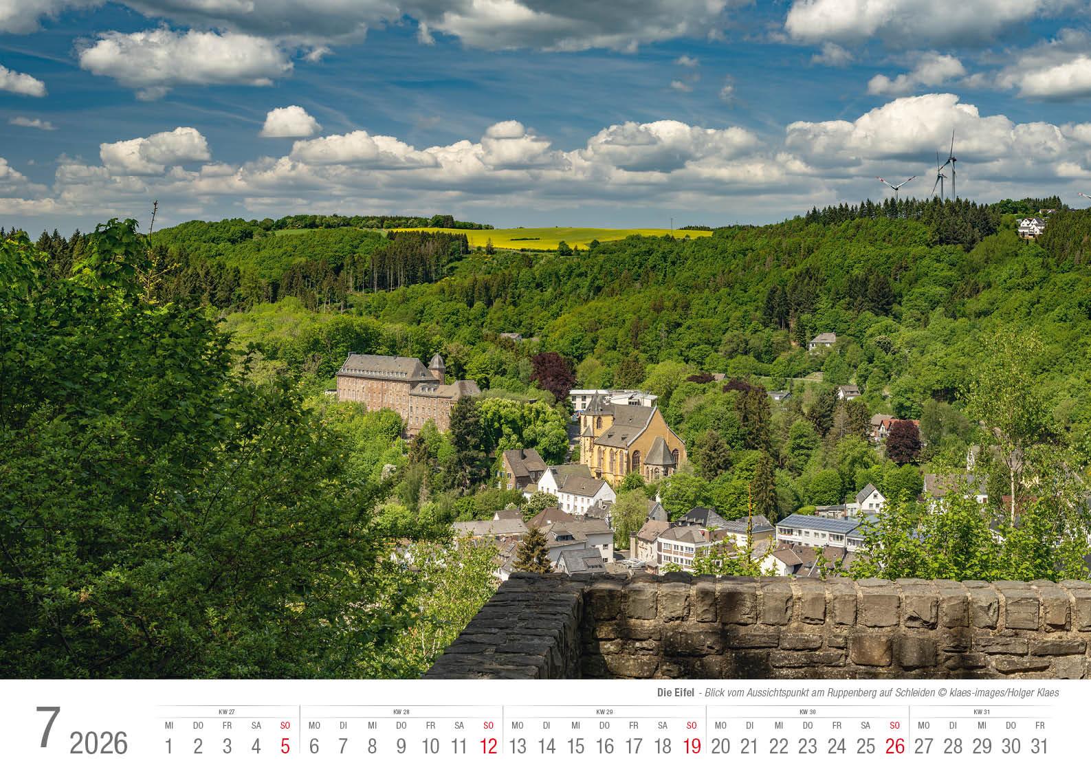 Beispielinhalt (Bild) Eifel 2026 Bildkalender A3 Spiralbindung
