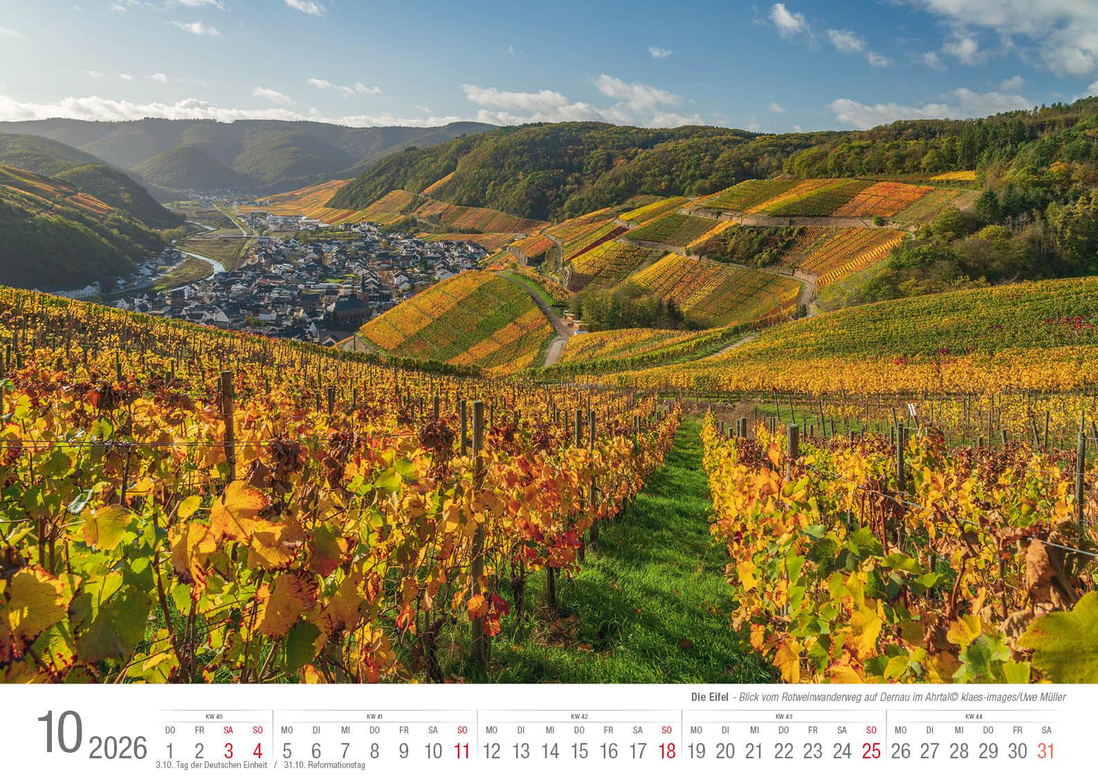 Beispielinhalt (Bild) Eifel 2026 Bildkalender A3 Spiralbindung