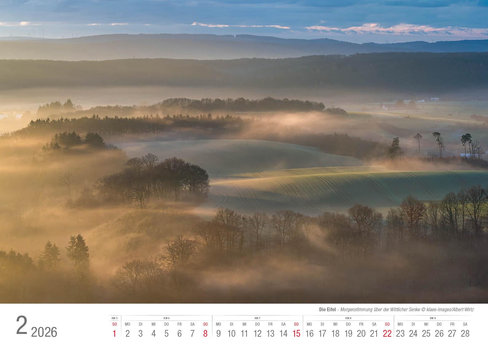 Beispielinhalt (Bild) Eifel 2026 Bildkalender A3 Spiralbindung