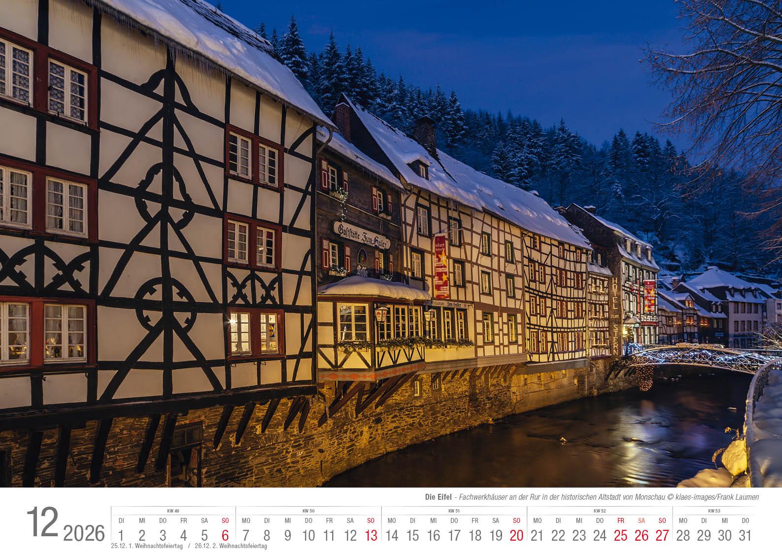 Beispielinhalt (Bild) Eifel 2026 Bildkalender A3 Spiralbindung