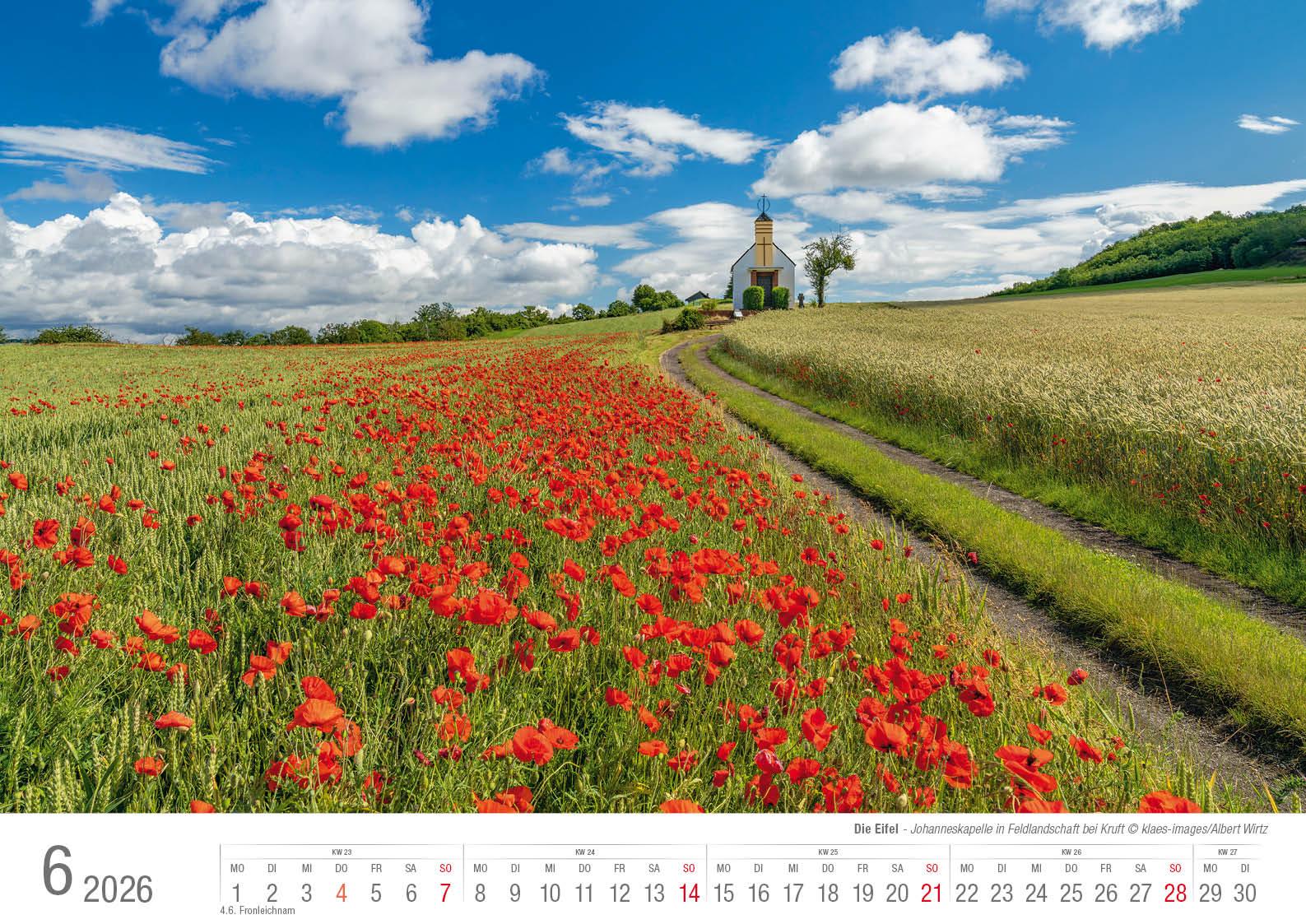Vorderes Coverbild Eifel 2026 Bildkalender A3 Spiralbindung