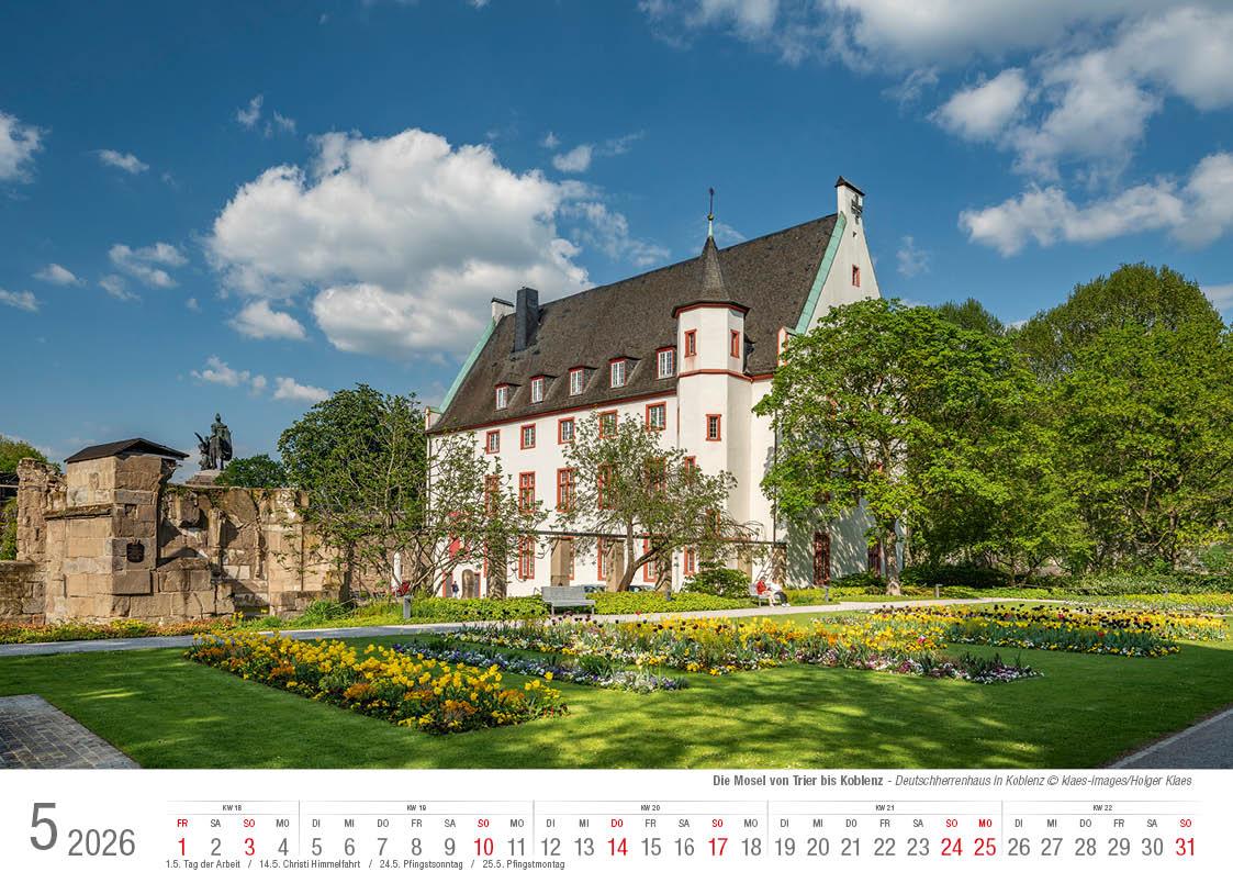 Beispielinhalt (Bild) Mosel von Trier bis Koblenz 2026 Bildkalender A4 quer, spiralgebunden