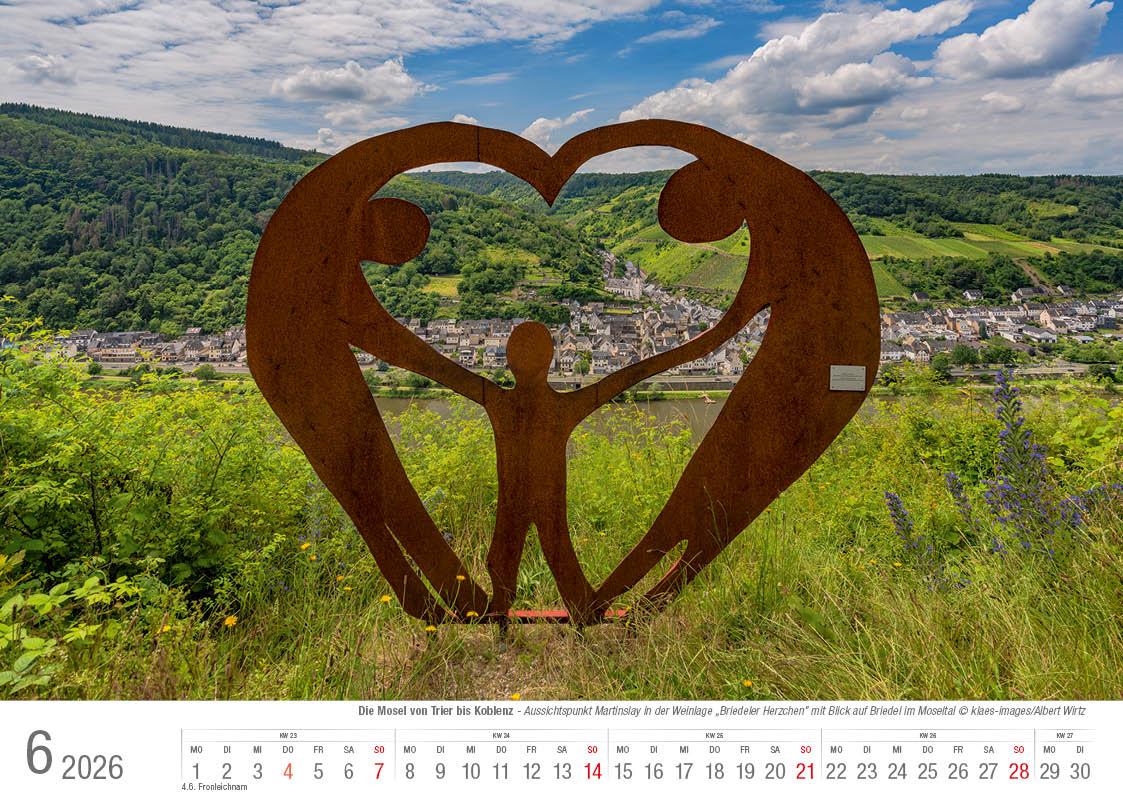 Beispielinhalt (Bild) Mosel von Trier bis Koblenz 2026 Bildkalender A4 quer, spiralgebunden