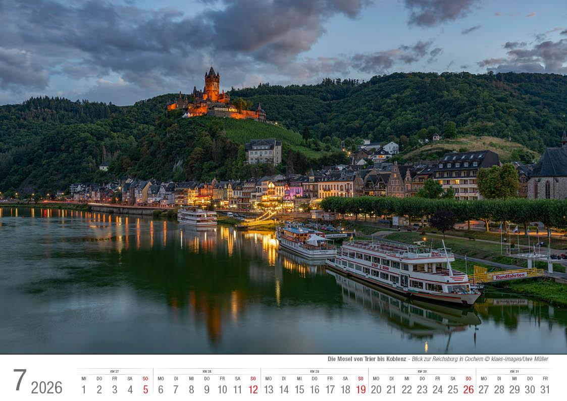 Beispielinhalt (Bild) Mosel von Trier bis Koblenz 2026 Bildkalender A4 quer, spiralgebunden