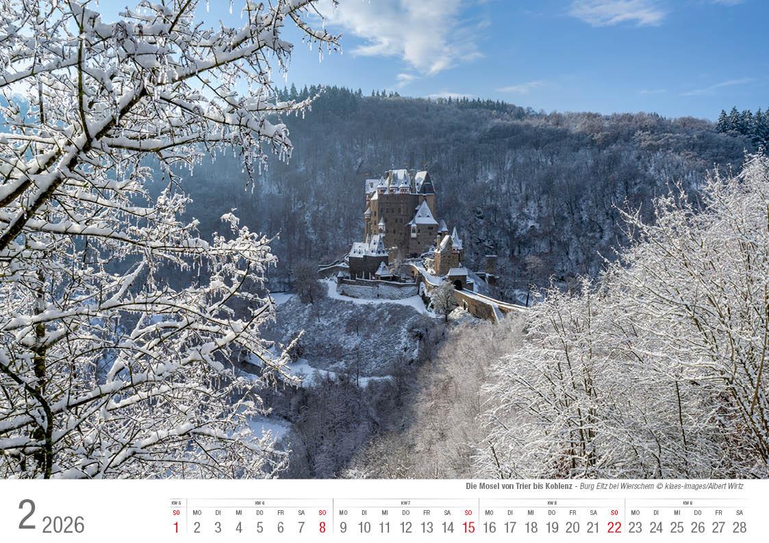 Beispielinhalt (Bild) Mosel von Trier bis Koblenz 2026 Bildkalender A4 quer, spiralgebunden