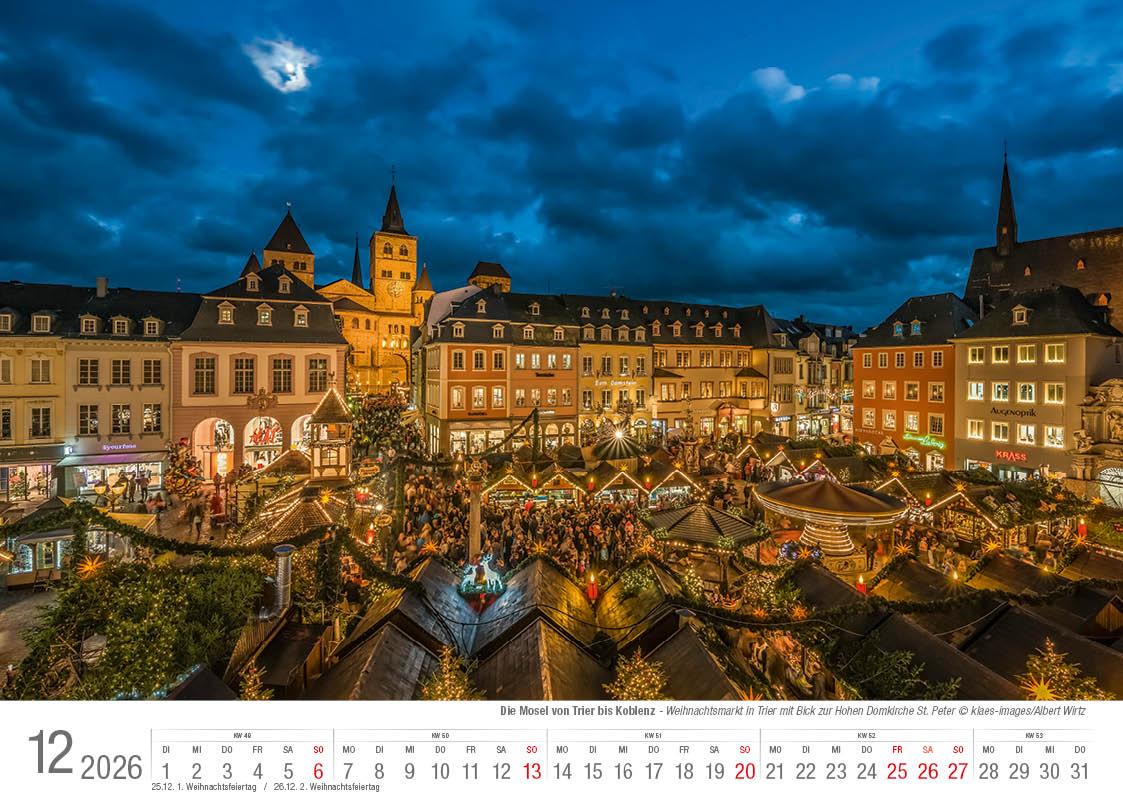 Beispielinhalt (Bild) Mosel von Trier bis Koblenz 2026 Bildkalender A4 quer, spiralgebunden