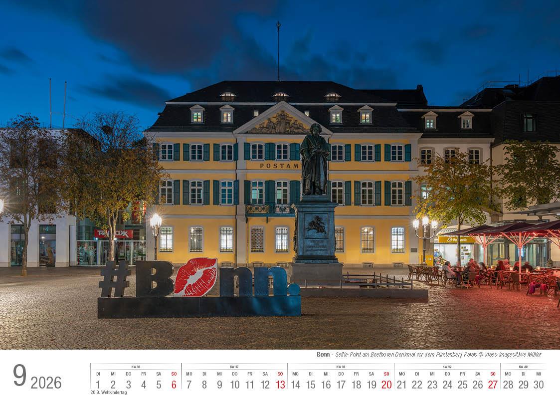 Beispielinhalt (Bild) Bonn 2026 Bildkalender A4 quer, spiralgebunden