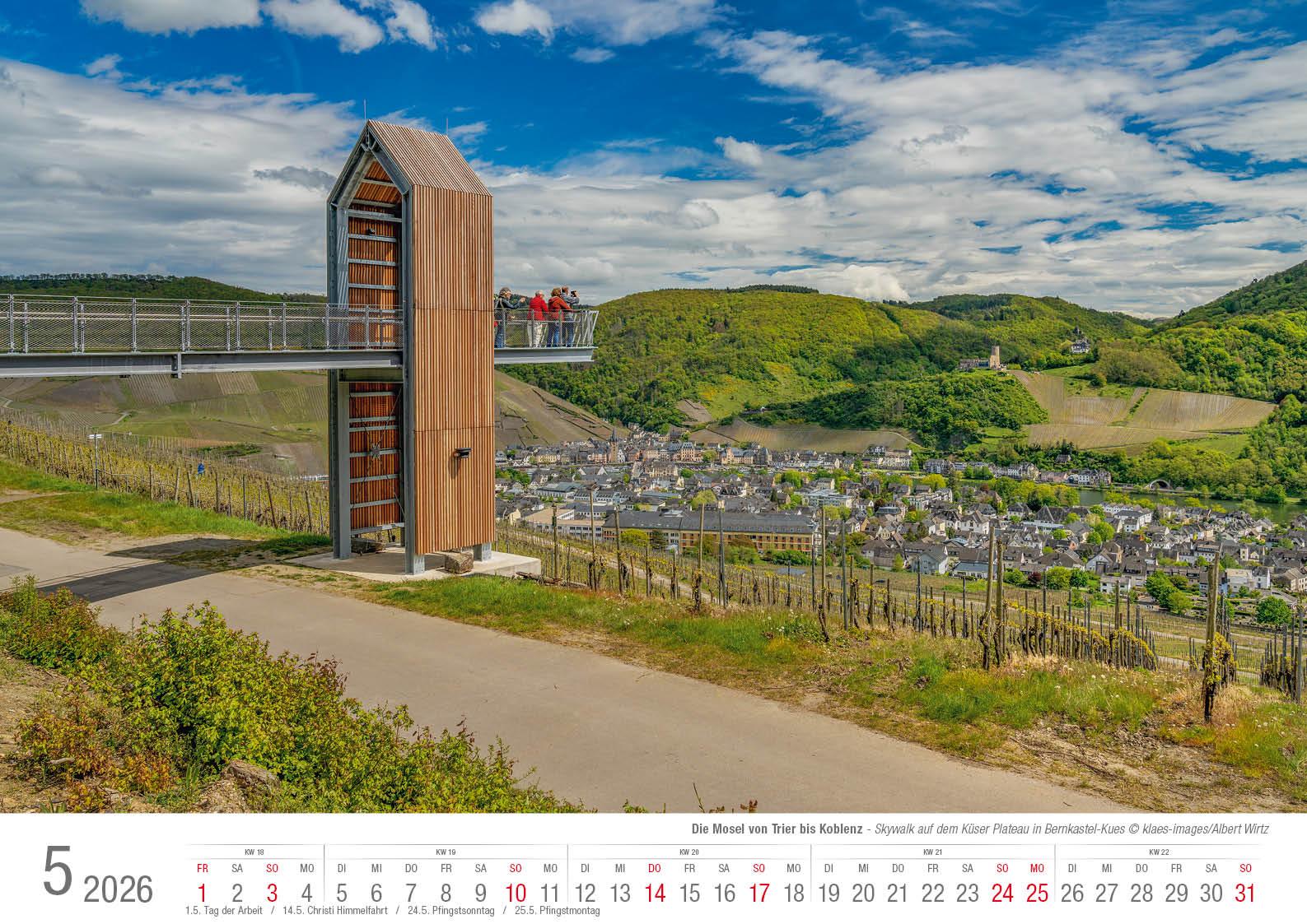 Beispielinhalt (Bild) Die Mosel von Trier bis Koblenz 2026 Bildkalender A3 Spiralbindung