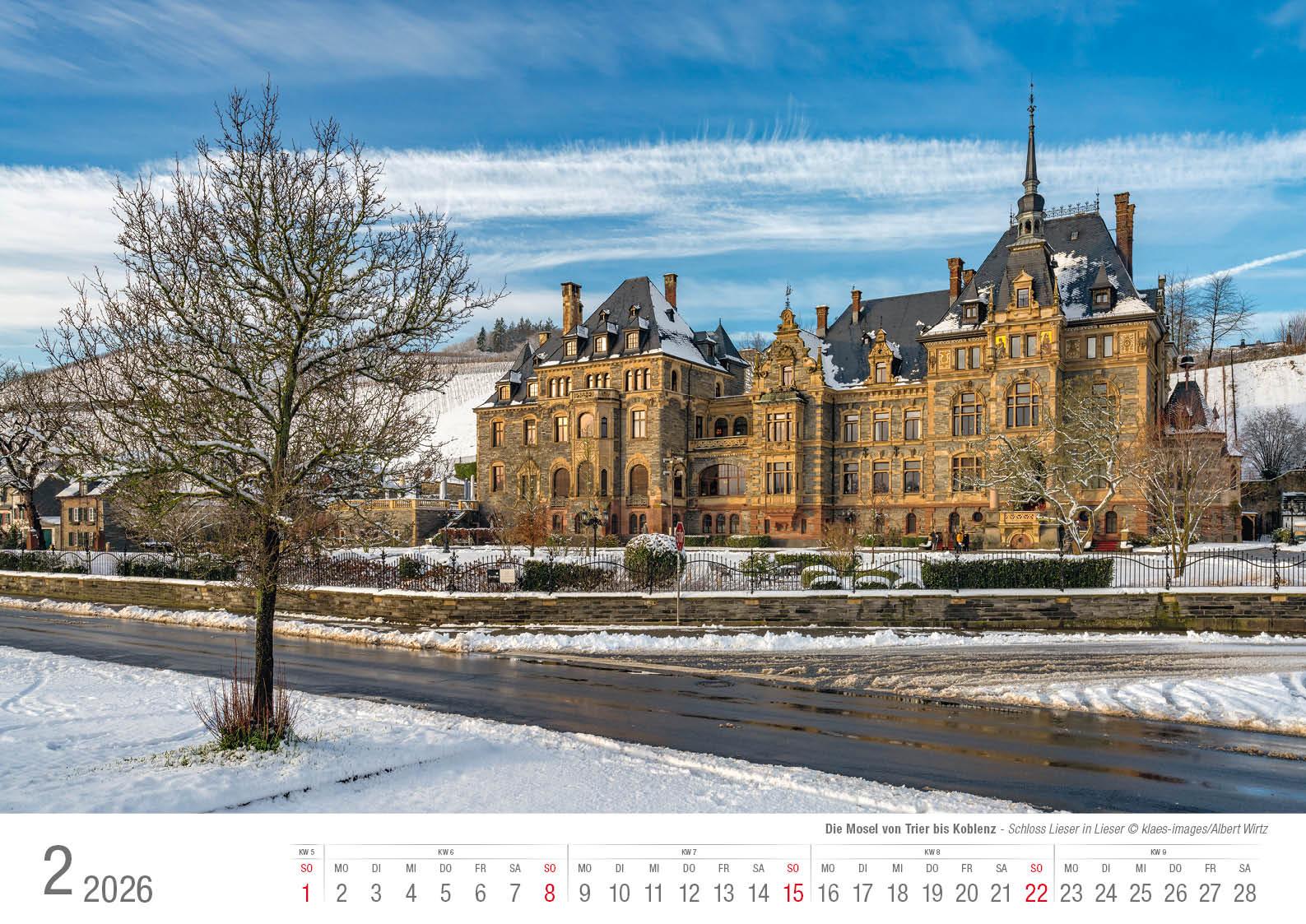 Beispielinhalt (Bild) Die Mosel von Trier bis Koblenz 2026 Bildkalender A3 Spiralbindung