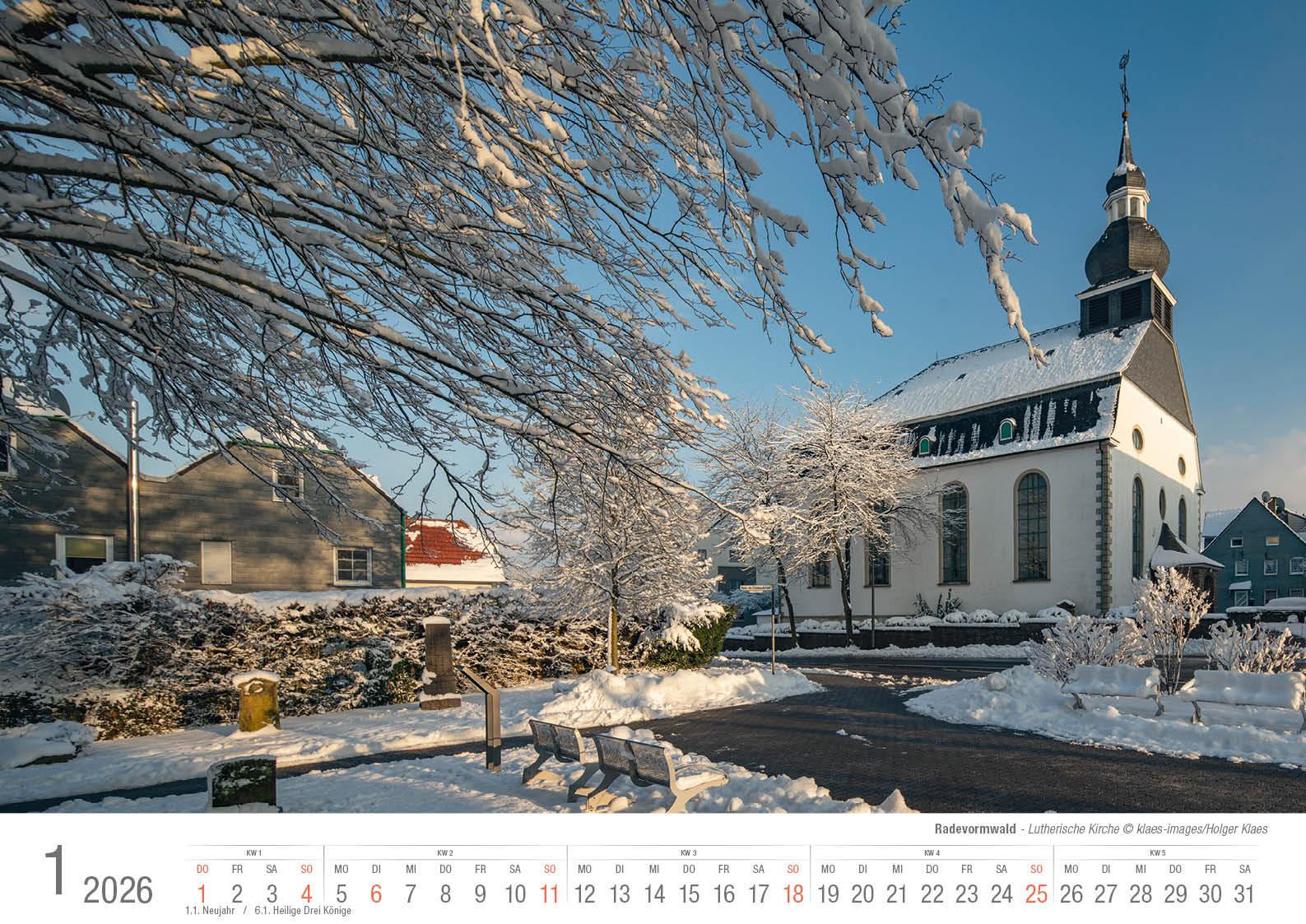 Beispielinhalt (Bild) Radevormwald 2026 Bildkalender A3 Spiralbindung