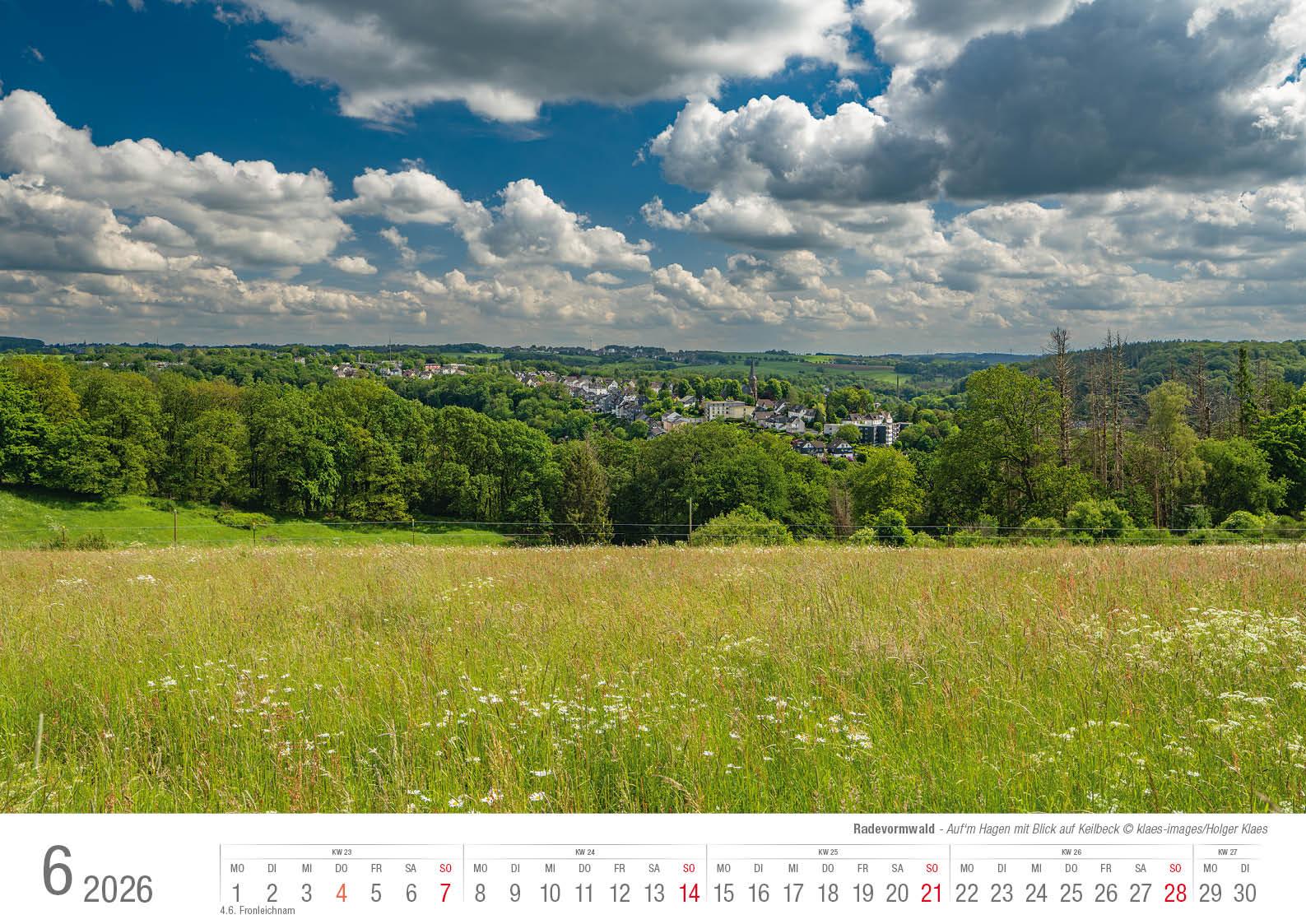 Beispielinhalt (Bild) Radevormwald 2026 Bildkalender A3 Spiralbindung