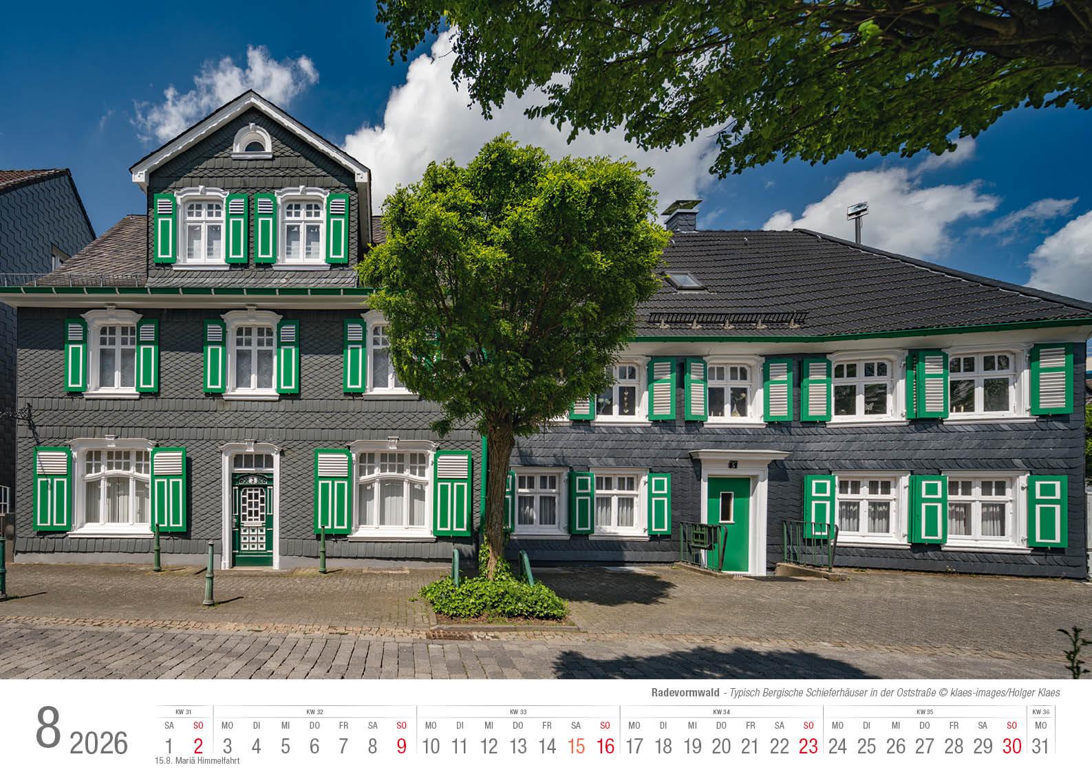 Beispielinhalt (Bild) Radevormwald 2026 Bildkalender A3 Spiralbindung