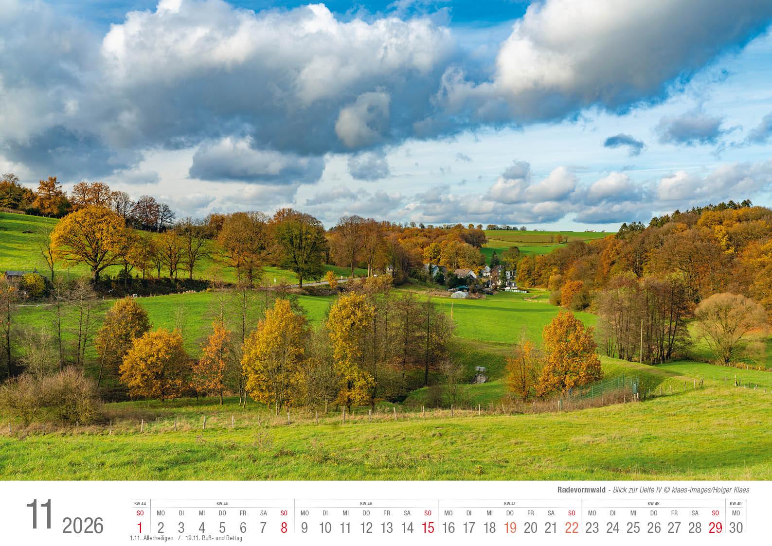 Beispielinhalt (Bild) Radevormwald 2026 Bildkalender A3 Spiralbindung