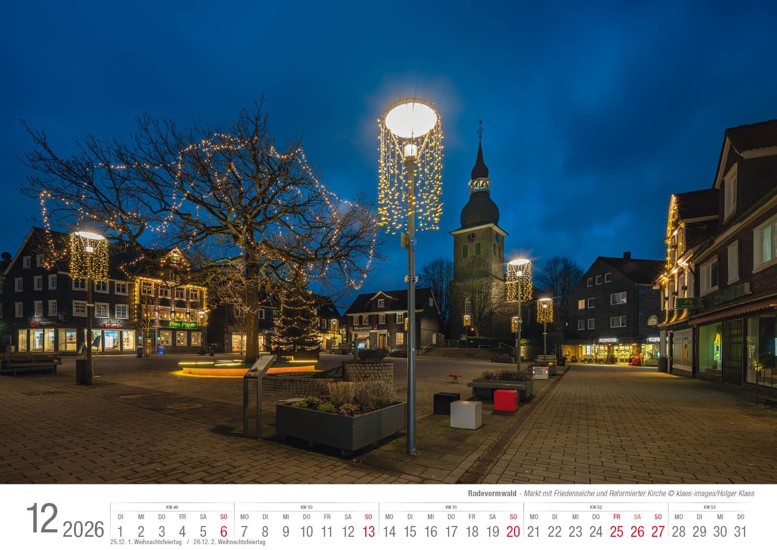 Beispielinhalt (Bild) Radevormwald 2026 Bildkalender A3 Spiralbindung