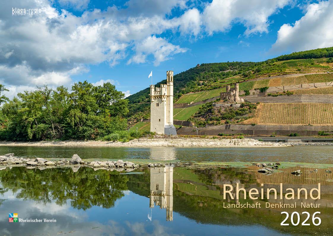 Vorderes Coverbild Rheinland 2026 Wandkalender A4 quer Spiralbindung 28 Blatt mit 56 Seiten