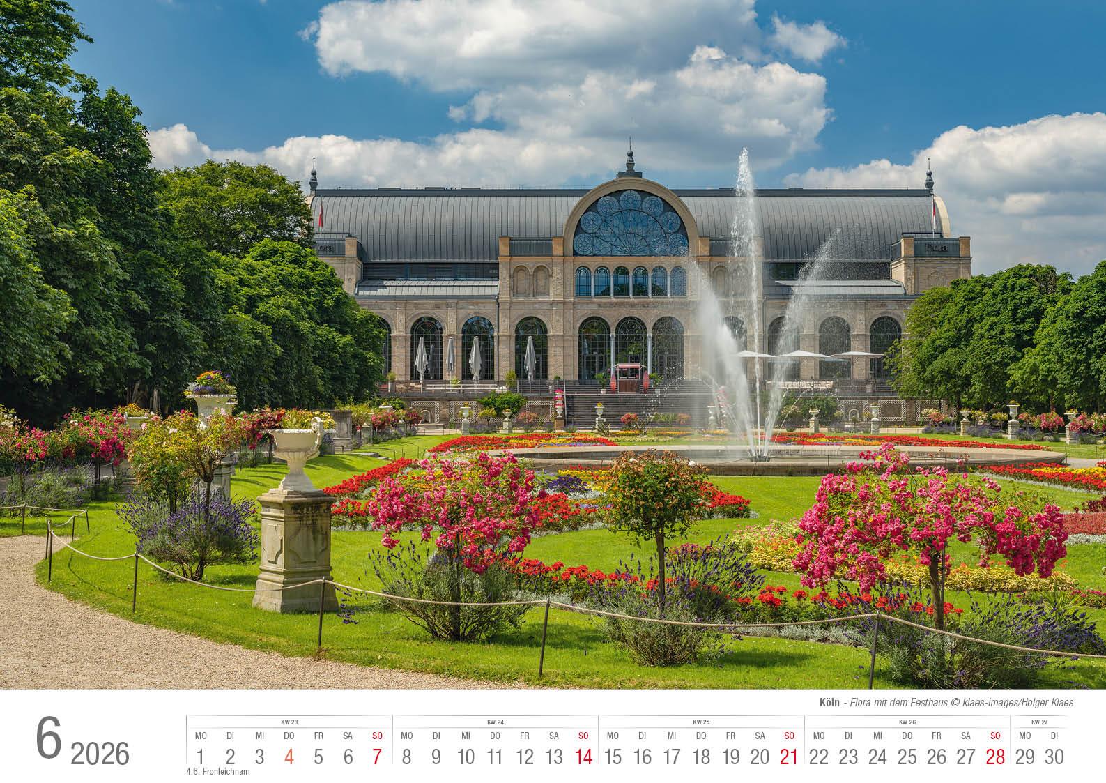 Beispielinhalt (Bild) Köln 2026 Bildkalender A3 quer, spiralgebunden