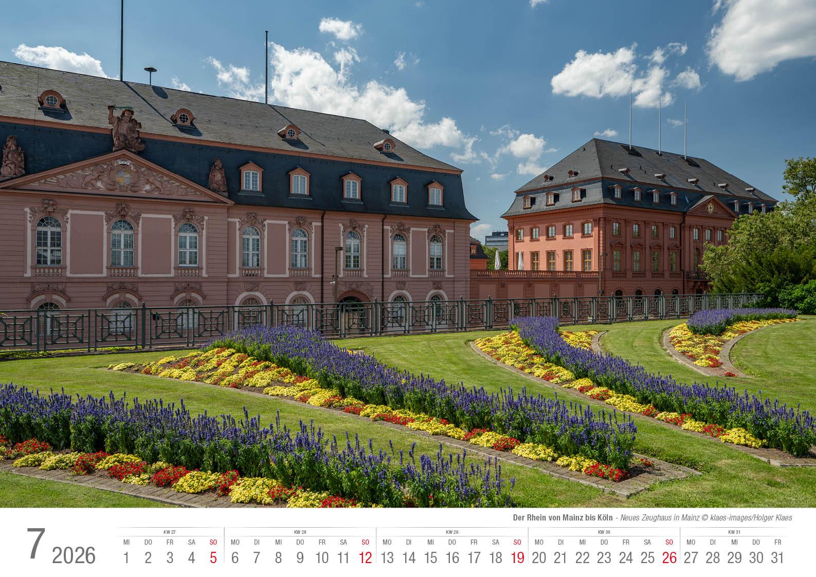 Beispielinhalt (Bild) Der Rhein von Mainz bis Köln 2026 Bildkalender A3 Spiralbindung