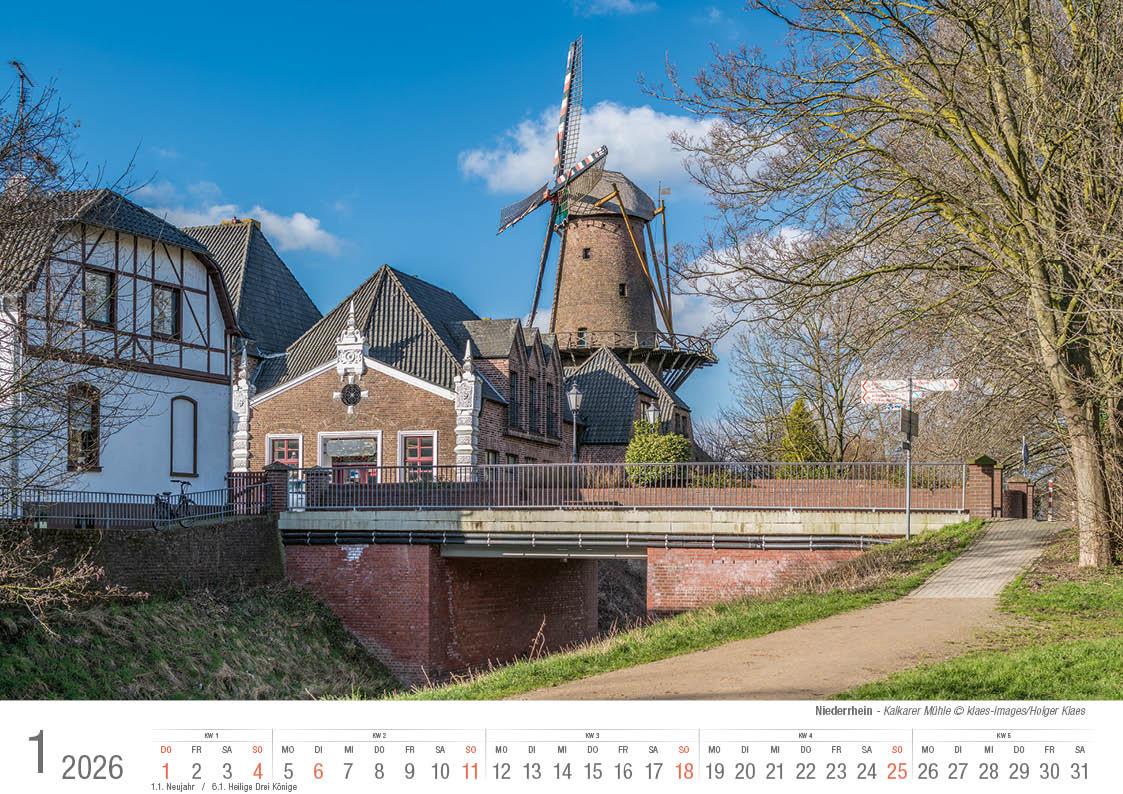 Beispielinhalt (Bild) Niederrhein 2026 Bildkalender A4 Spiralbindung