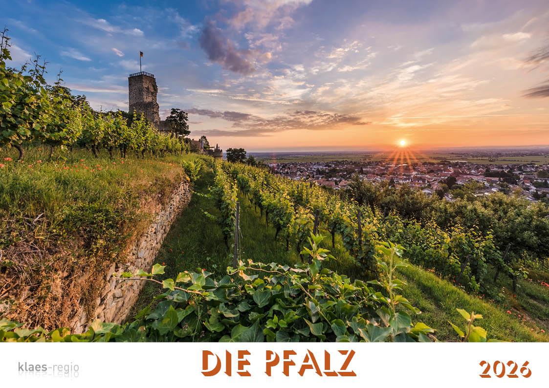Vorderes Coverbild Die Pfalz 2026 Bildkalender A4 quer, spiralgebunden