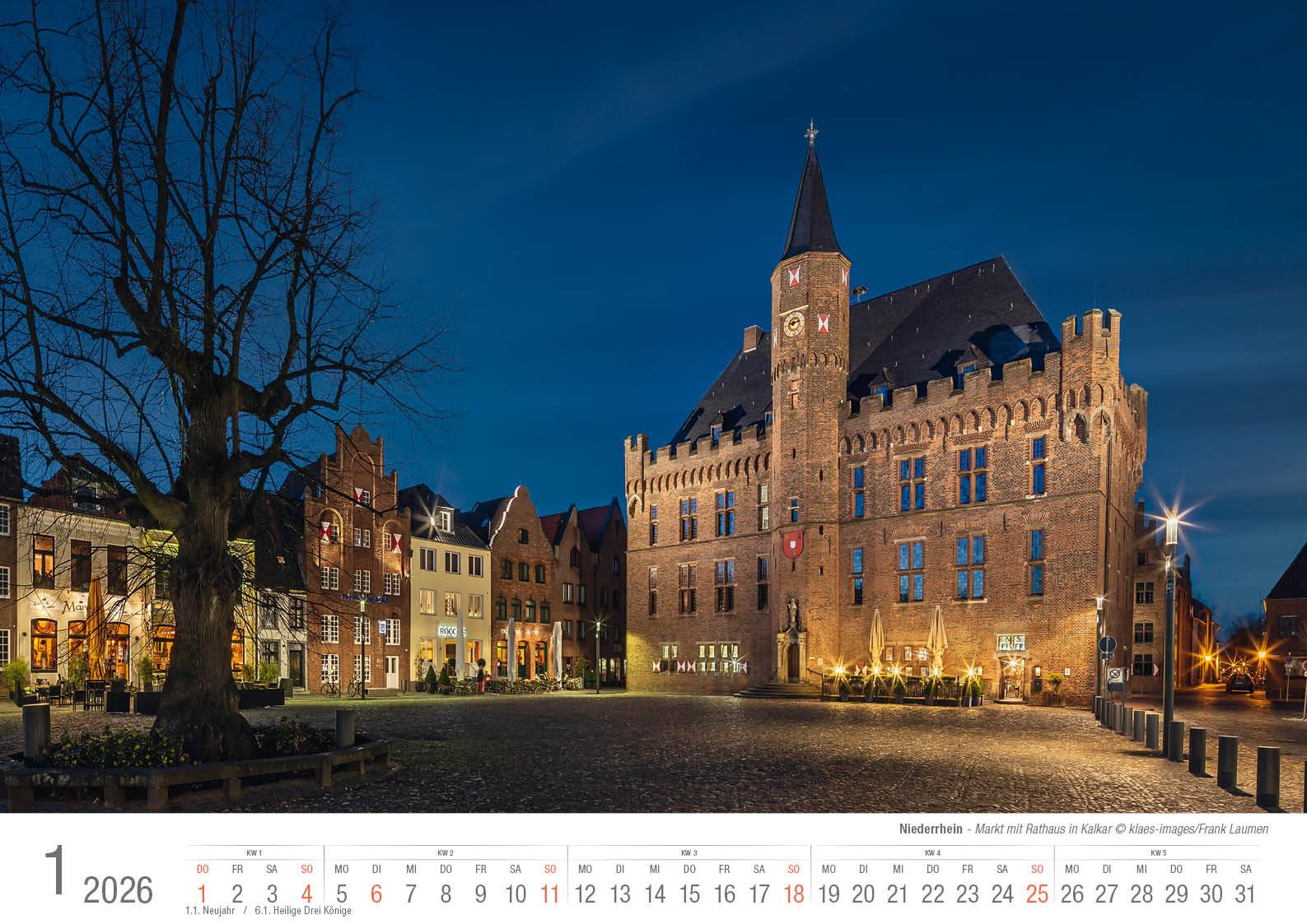 Beispielinhalt (Bild) Niederrhein 2026 Bildkalender A3 Spiralbindung