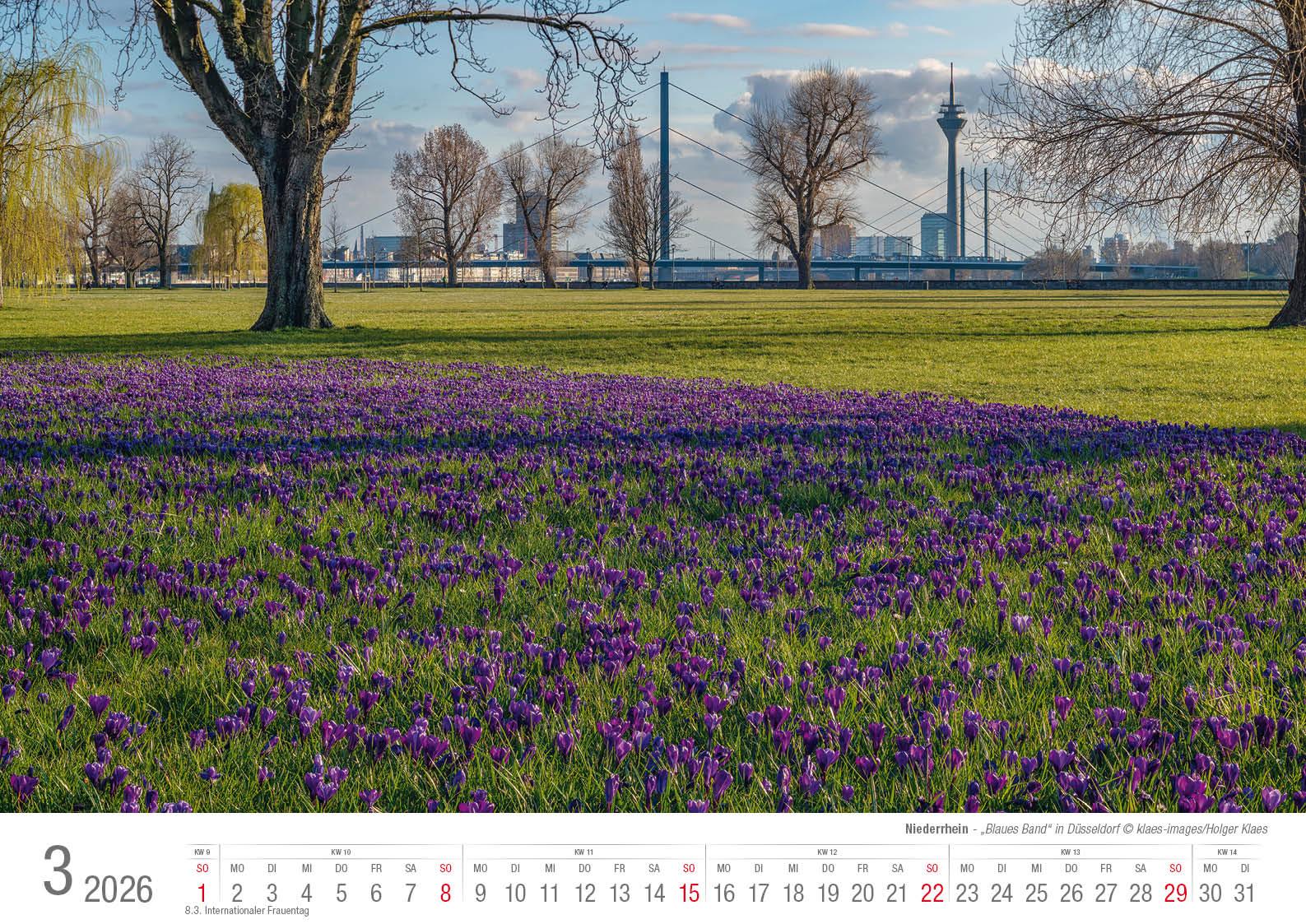 Beispielinhalt (Bild) Niederrhein 2026 Bildkalender A3 Spiralbindung