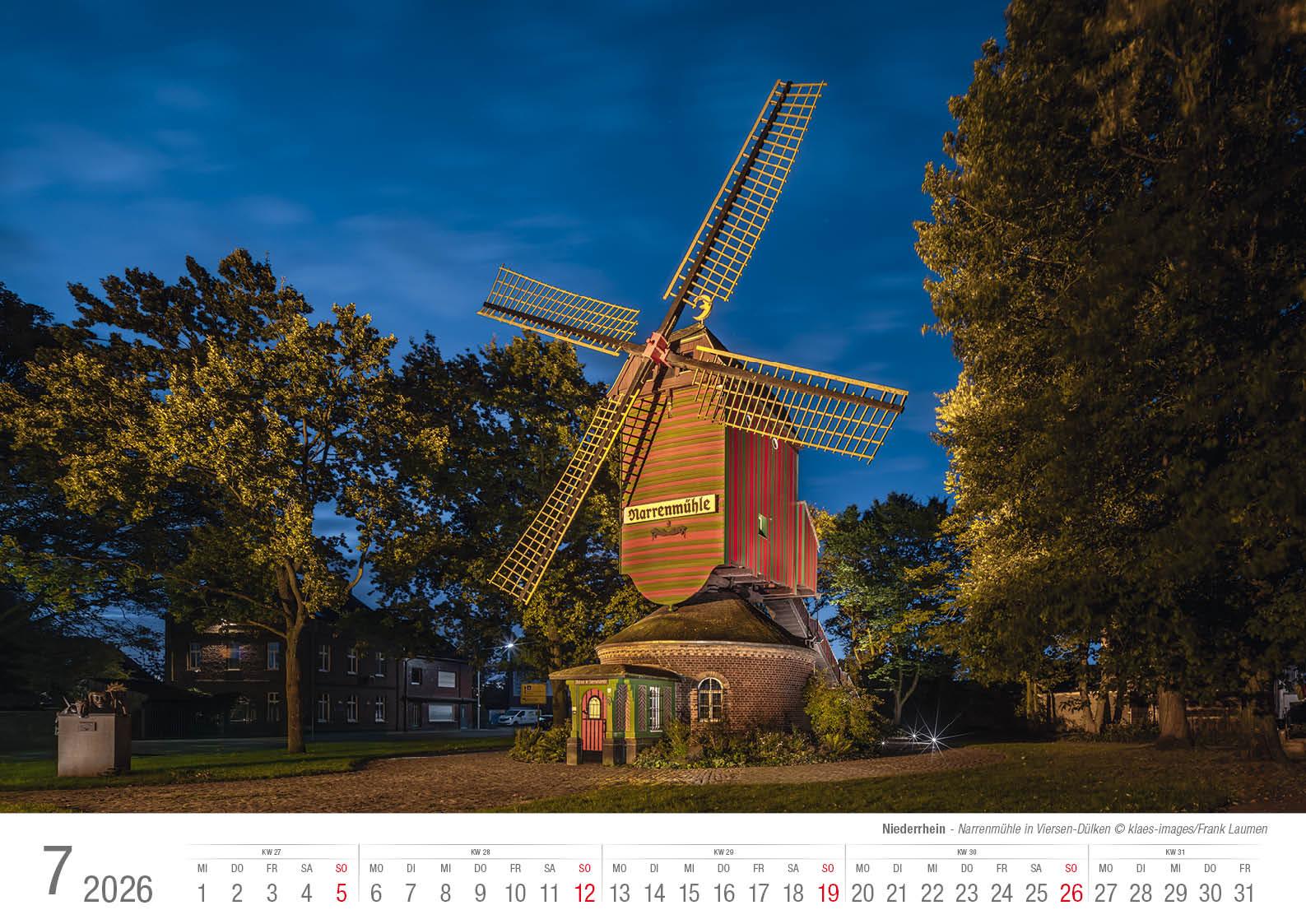 Beispielinhalt (Bild) Niederrhein 2026 Bildkalender A3 Spiralbindung