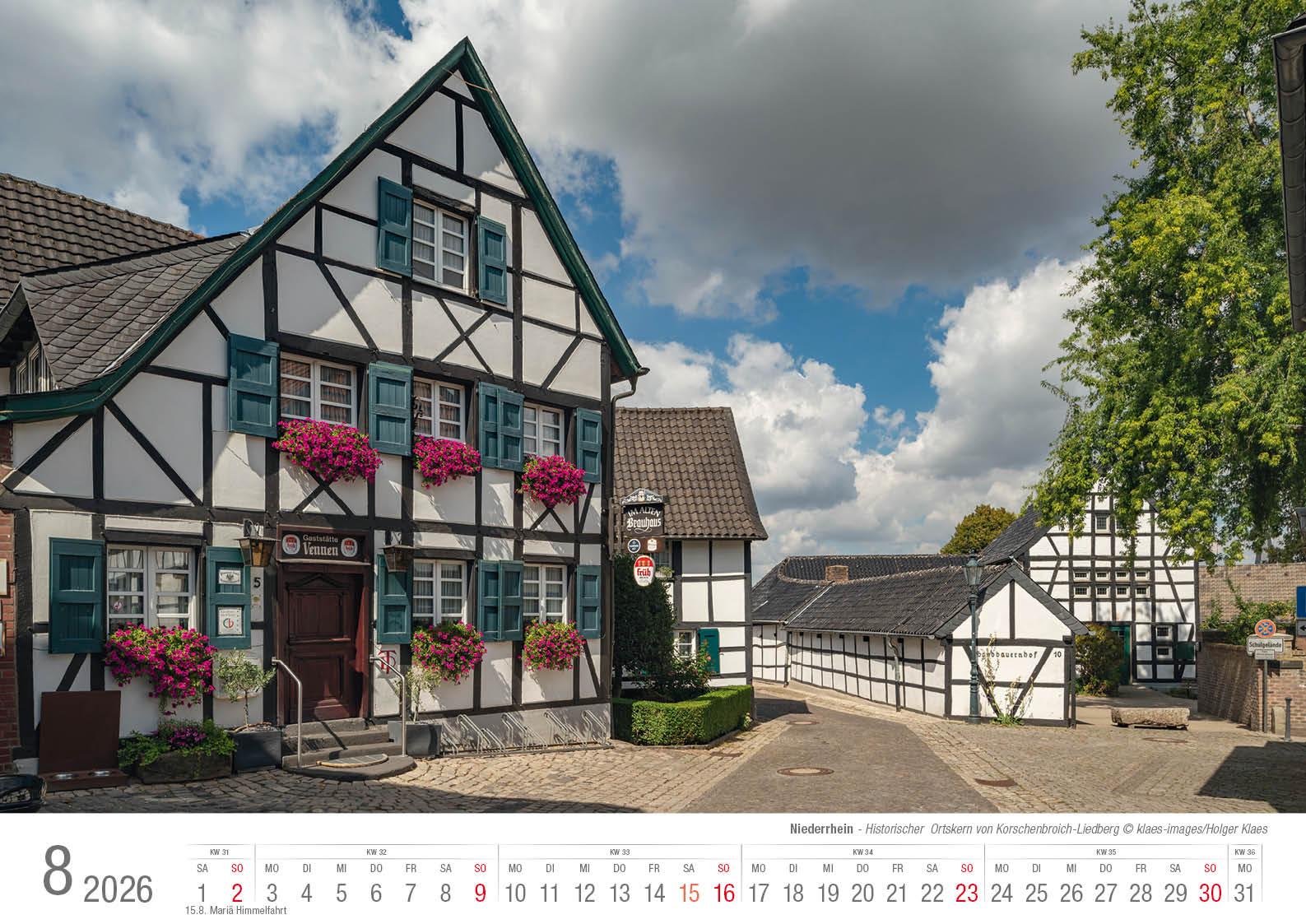 Beispielinhalt (Bild) Niederrhein 2026 Bildkalender A3 Spiralbindung